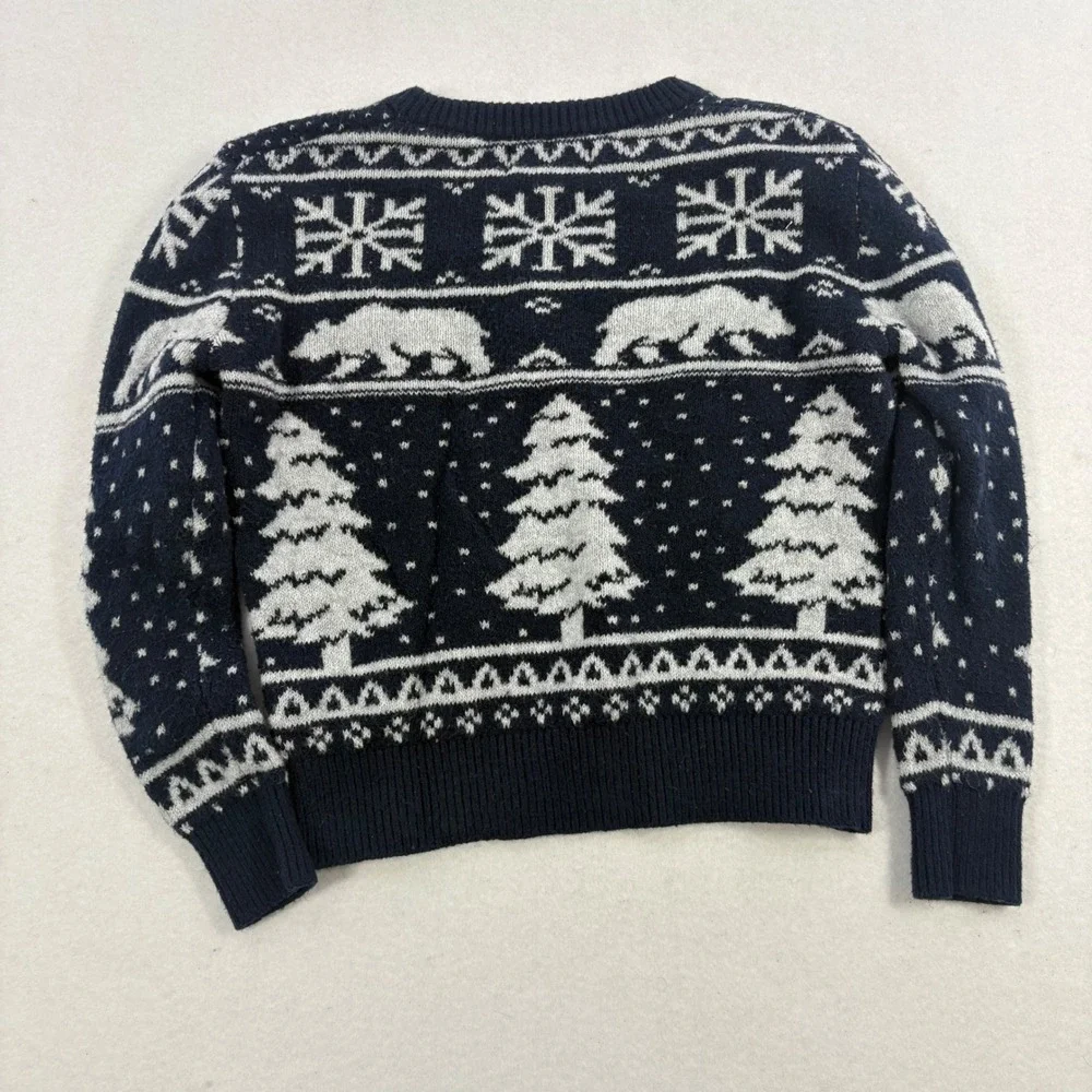 Old Navy Sweater Kids S 6-7 Blue Fair Isle Polar Bear SoSoft Pullover Holidsy